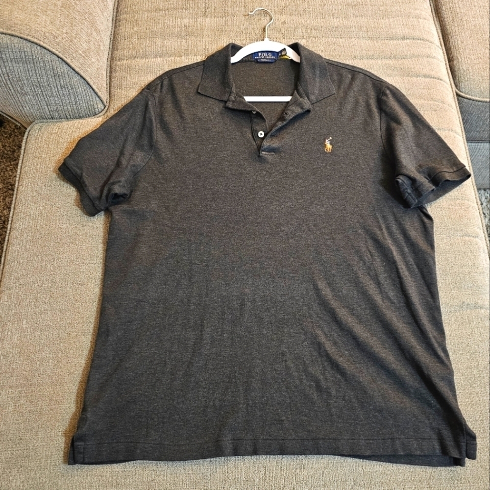 Polo Ralph Lauren Classic Dark Gray Casual Preppy Neutral Polo Shirt Size Medium